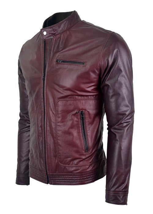 Chaqueta en Cuero Vinotinto LCHL02