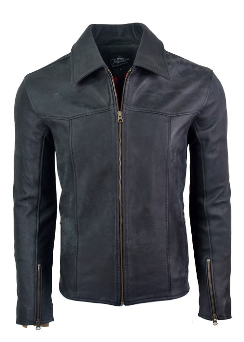 Chaqueta de Cuero Envejecido Azul LCHL03