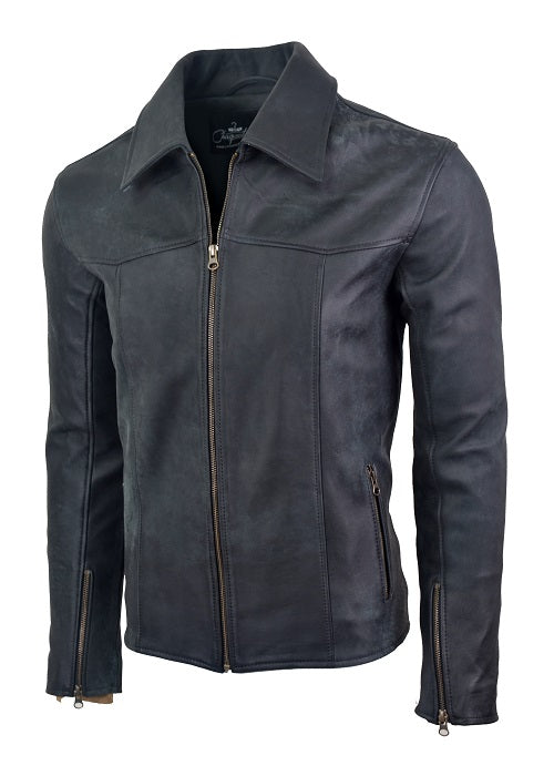 Chaqueta de Cuero Envejecido Azul LCHL03