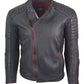 Chaqueta en Cuero Envejecido Negro Base Rojo LCHL04