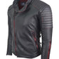 Chaqueta en Cuero Envejecido Negro Base Rojo LCHL04