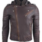 Chaqueta en Cuero Envejecido Marron Oscuro LCHL07