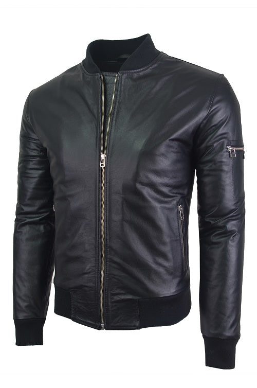 Chaqueta de Cuero Negro LCHL10