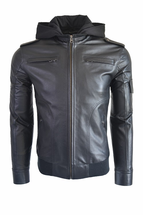 Chaqueta de Cuero Negro LCHL13 La Chaqueteria
