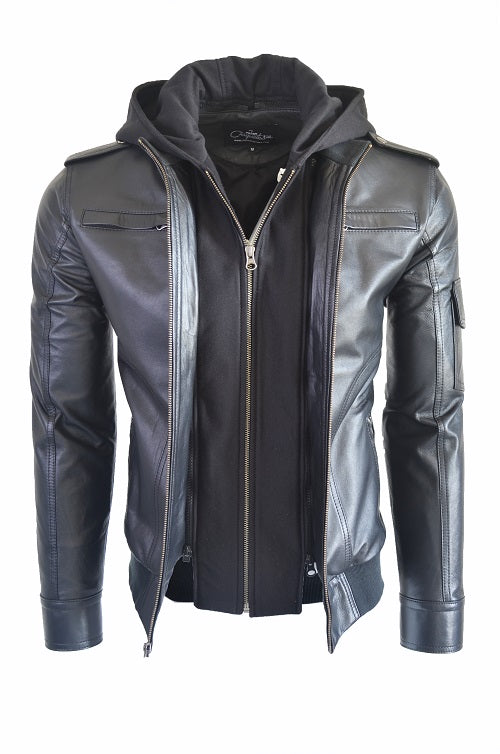 Chaqueta de Cuero Negro LCHL13 La Chaqueteria