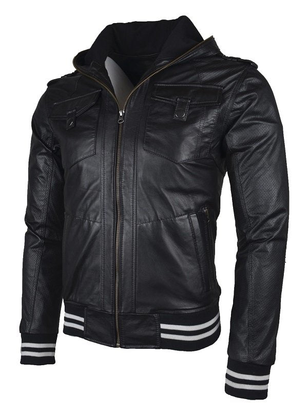 Chaqueta de  Cuero Negro LCHL14