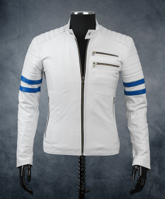 Chaqueta en Cuero Blanco LCHL163