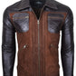 Chaqueta en Cuero Marrón Oscuro LCHL26