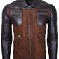 Chaqueta en Cuero Marrón Oscuro LCHL26