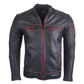 Chaqueta en Cuero Envejecido Negro Base Rojo LCHL28