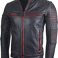 Chaqueta en Cuero Envejecido Negro Base Rojo LCHL28