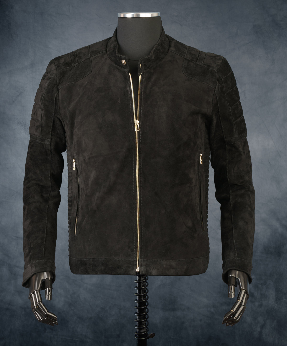 Chaqueta de Cuero Gamuza Negro LCHL31