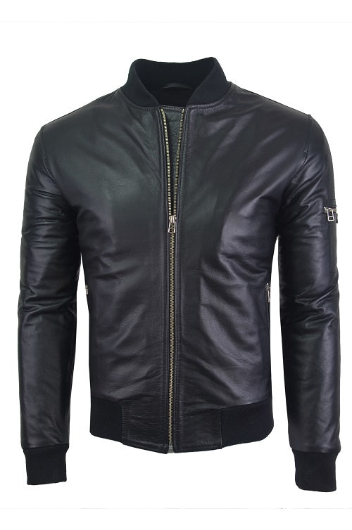Chaqueta de Cuero Negro LCHL10