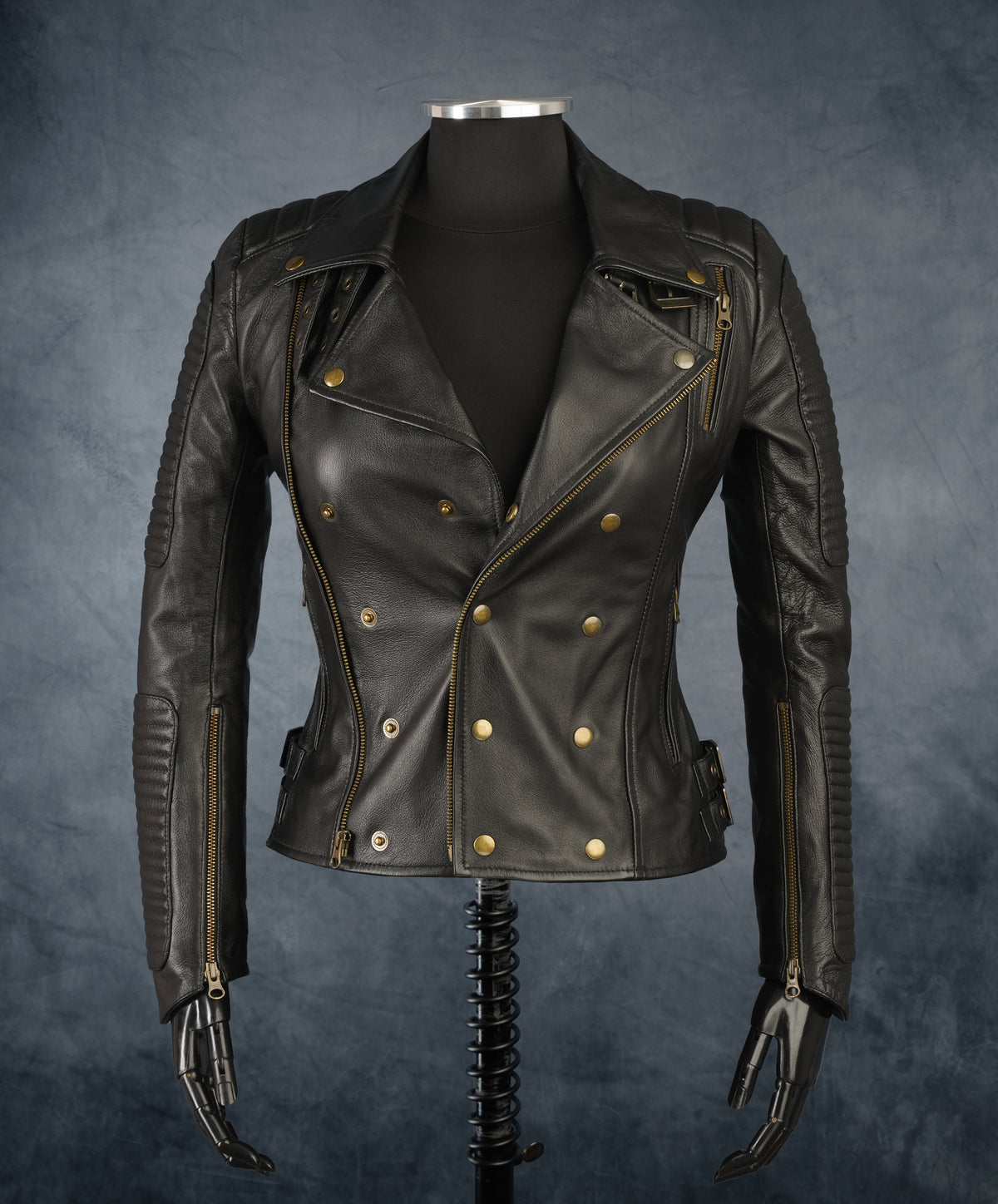 Chaqueta de Cuero Negro Brush W06