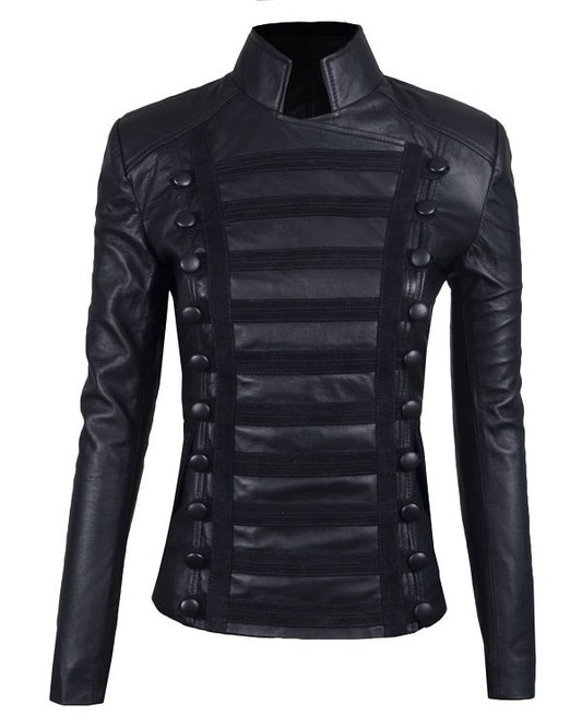 Chaqueta en Cuero Negro Napoleón W11