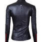 Chaqueta en Cuero Negro Cinta Roja W12