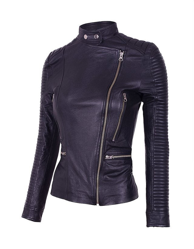 Chaqueta en Cuero Negro W15