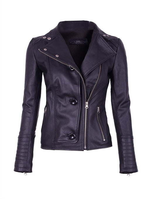 Chaqueta En Cuero Negro W49