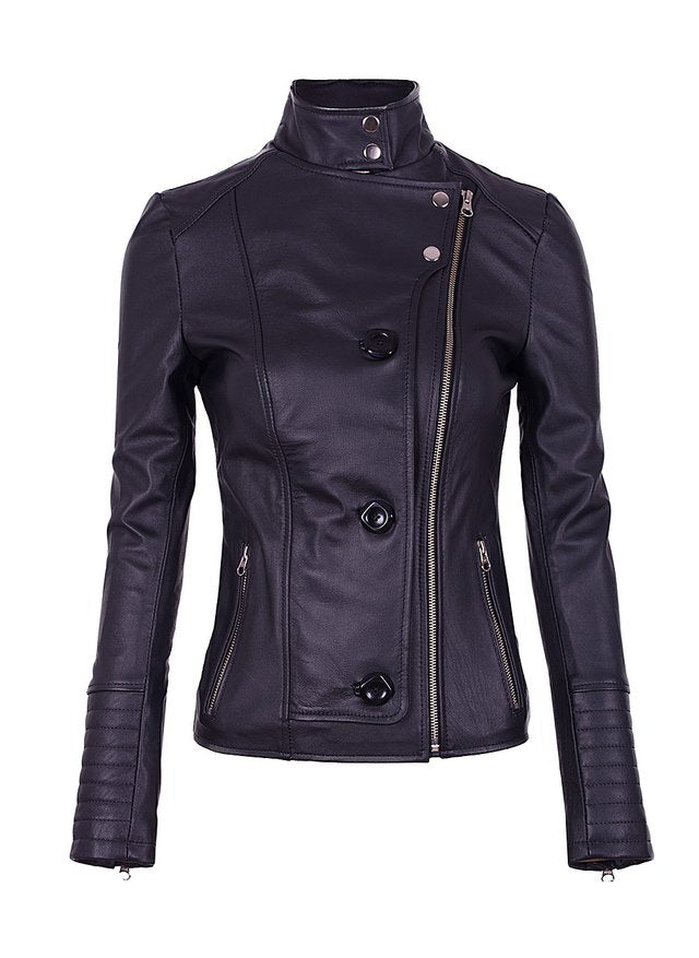Chaqueta En Cuero Negro W49