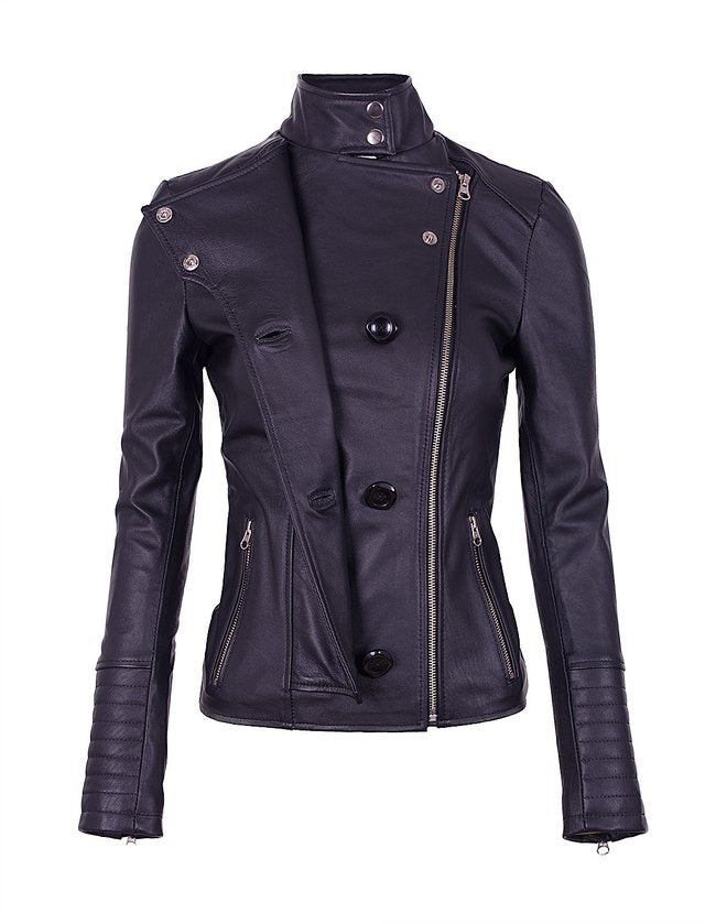 Chaqueta En Cuero Negro W49
