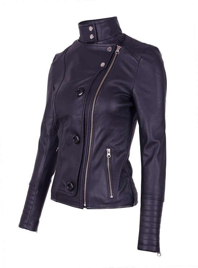 Chaqueta En Cuero Negro W49