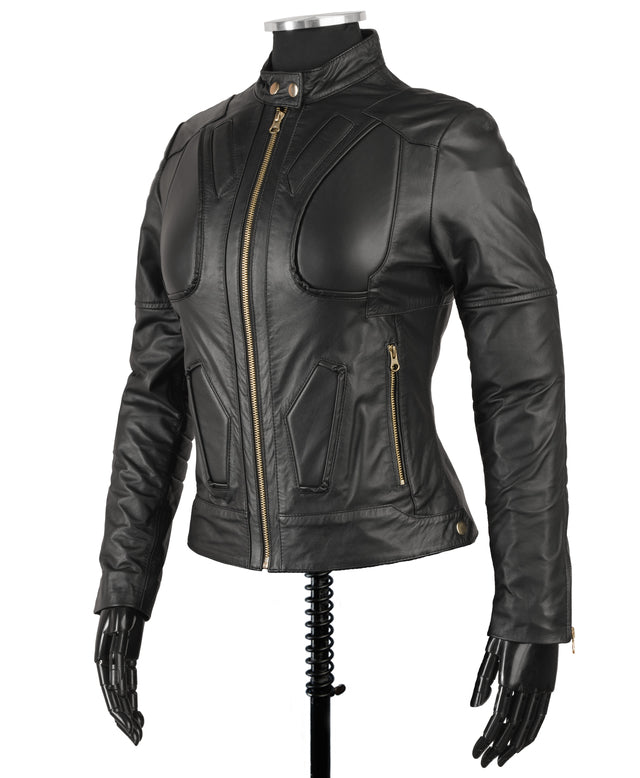 Chaqueta en Cuero Negro W64