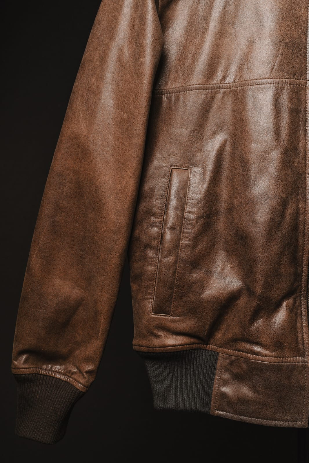 Chaqueta En Cuero Cafe Matius