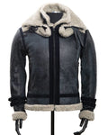 Chaqueta de Cuero Envejecido Negro Base Gris New York Marca La Chaqueteria