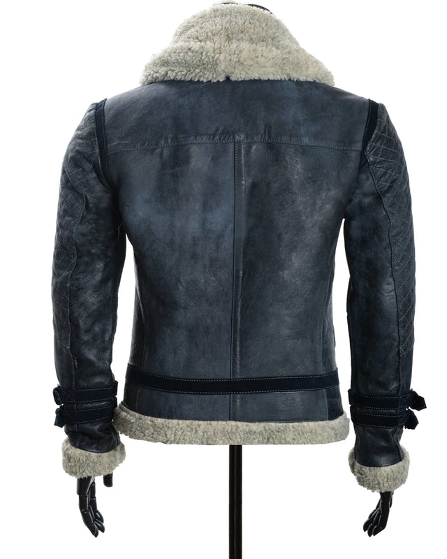 Chaqueta de Cuero Envejecido Negro Base Gris New York Marca La Chaqueteria