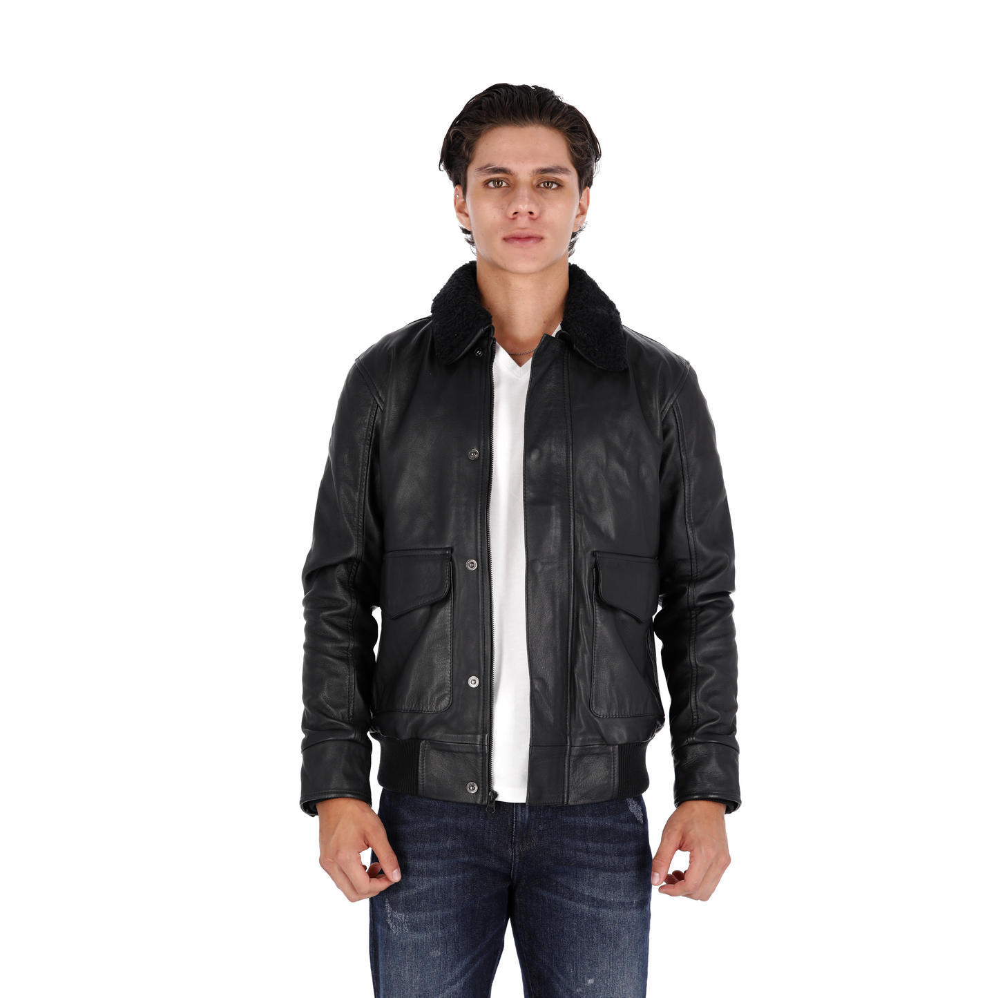 Chaqueta de Cuero Negro Piloto Shaila Marca La Chaqueteria