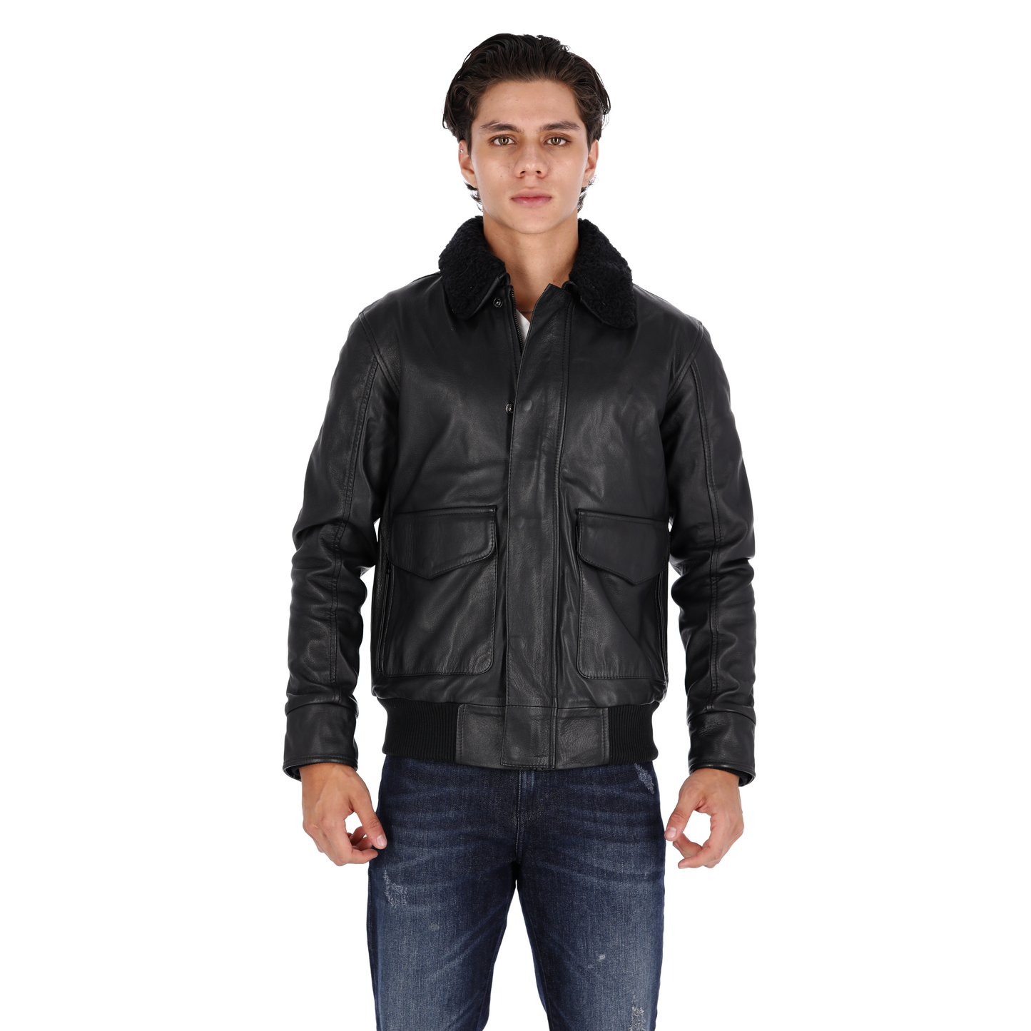 Chaqueta de Cuero Negro Piloto Shaila Marca La Chaqueteria