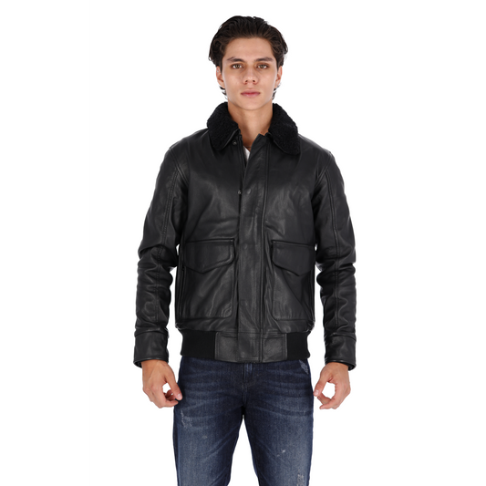 Chaqueta de Cuero Negro Piloto Shaila Marca La Chaqueteria