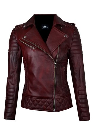 Chaqueta de Cuero Vinotinto Nina Marca La Chaqueteria
