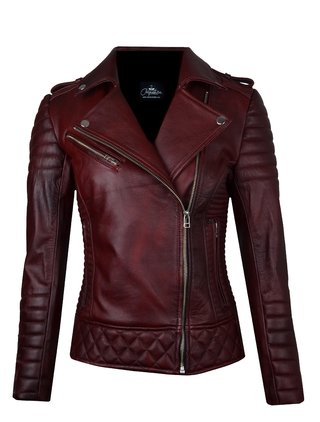 Chaqueta en Cuero Vinotinto Nina Marca La Chaqueteria