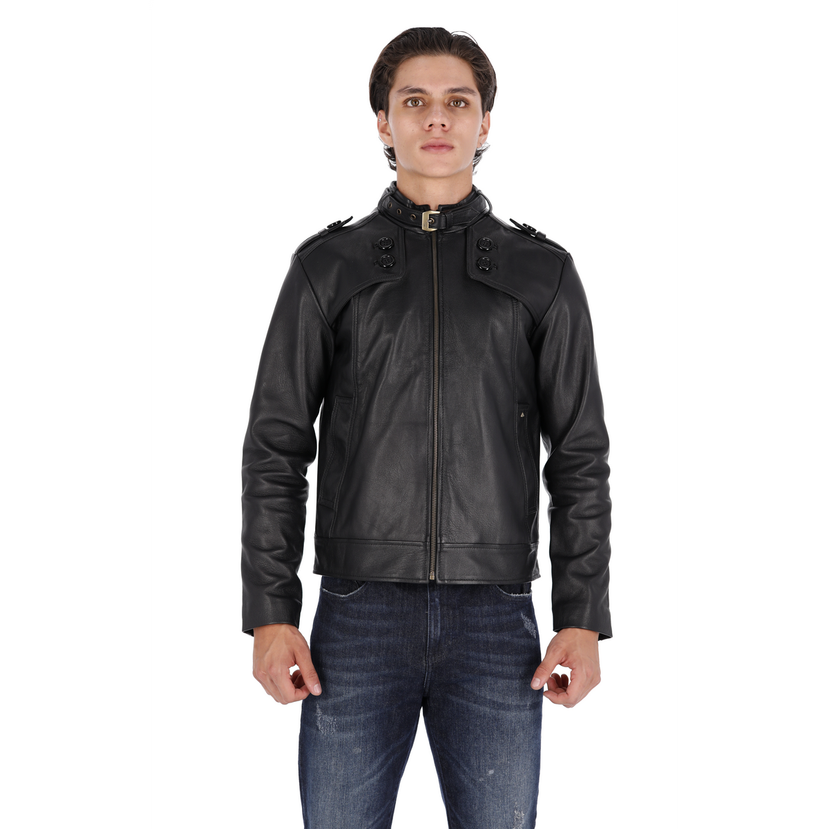 Chaqueta de Cuero Negro Manmuso Marca La Chaqueteria