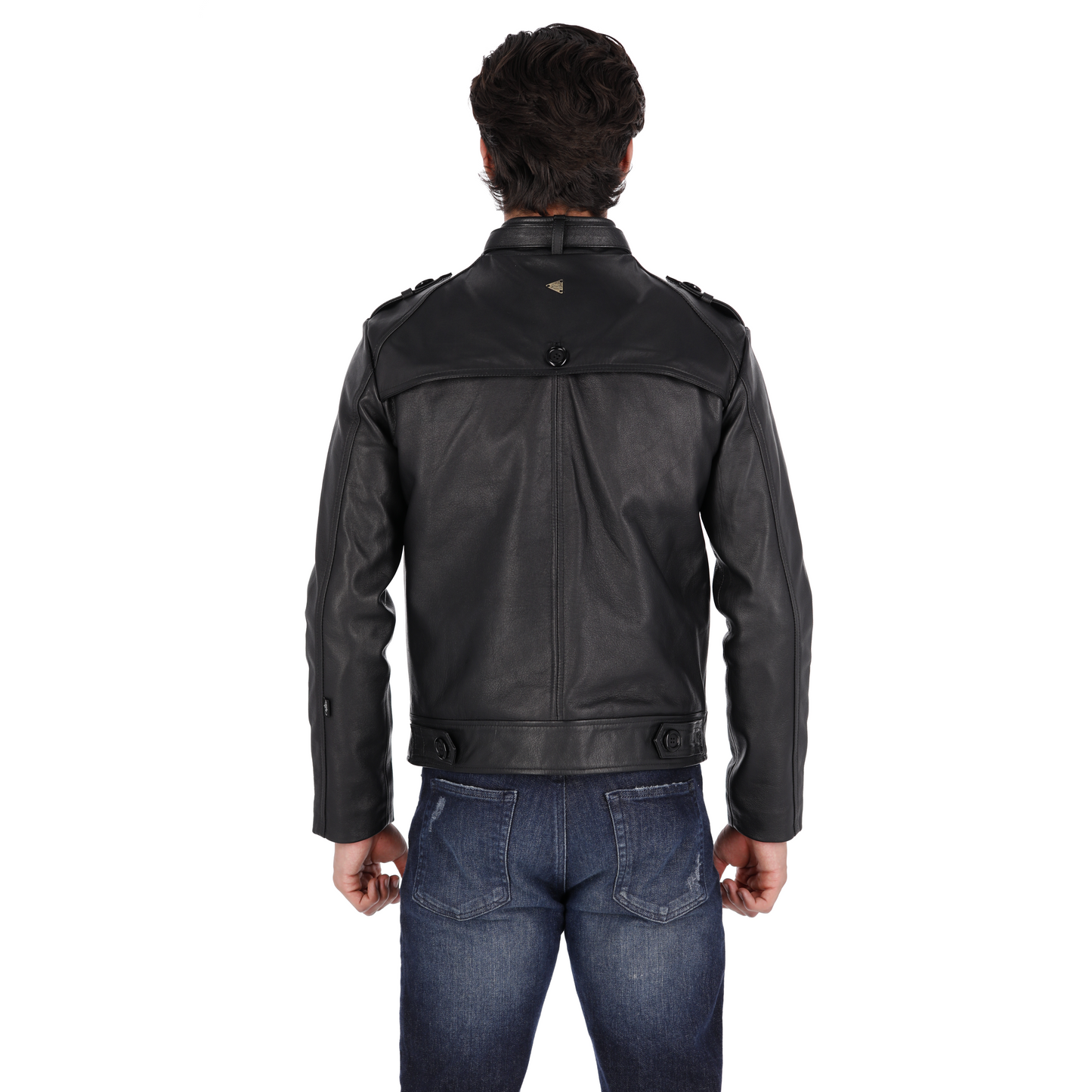 Chaqueta en Cuero Negro Manmuso Marca La Chaqueteria