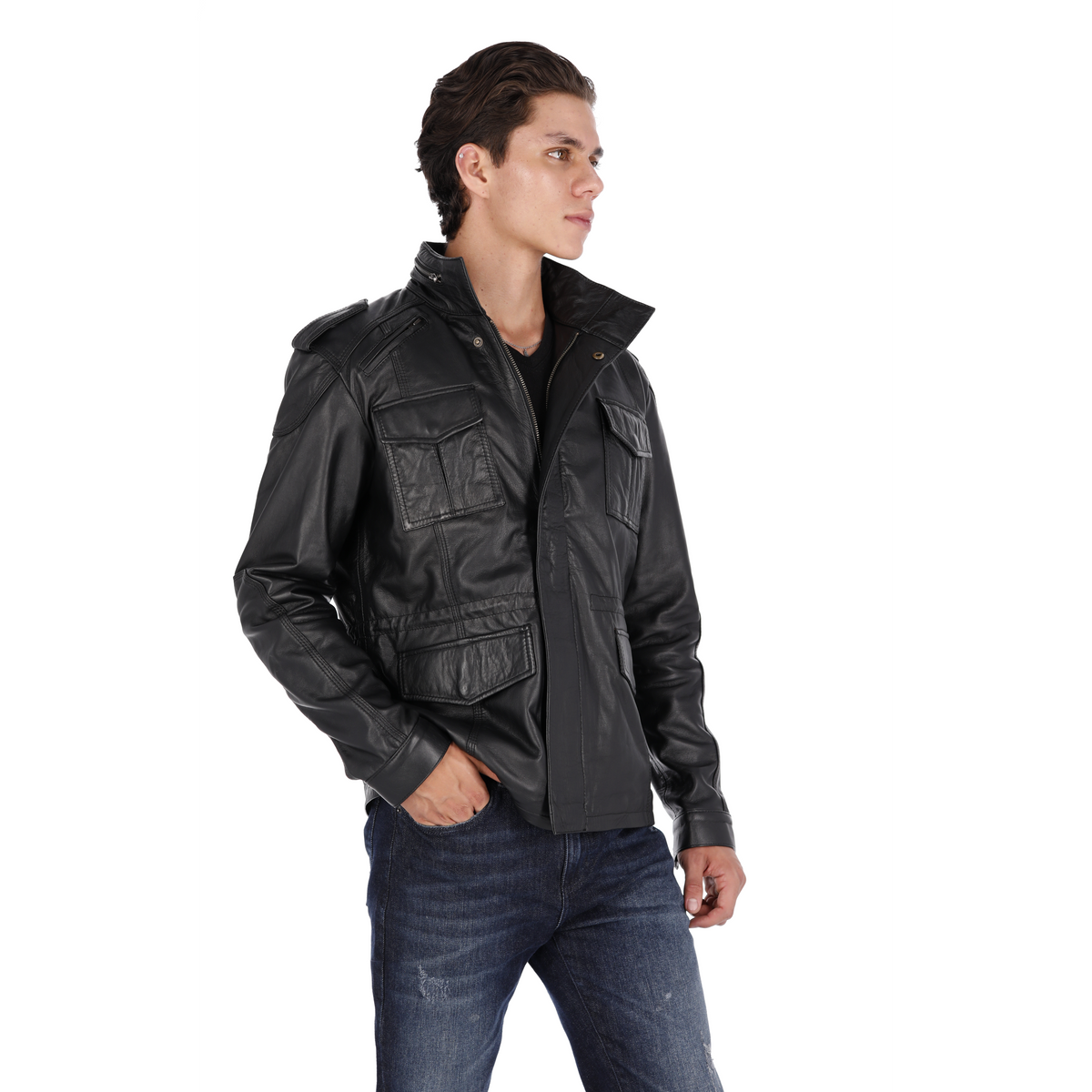 Chaqueta de Cuero Negro Fiyag Floki Marca La Chaqueteria