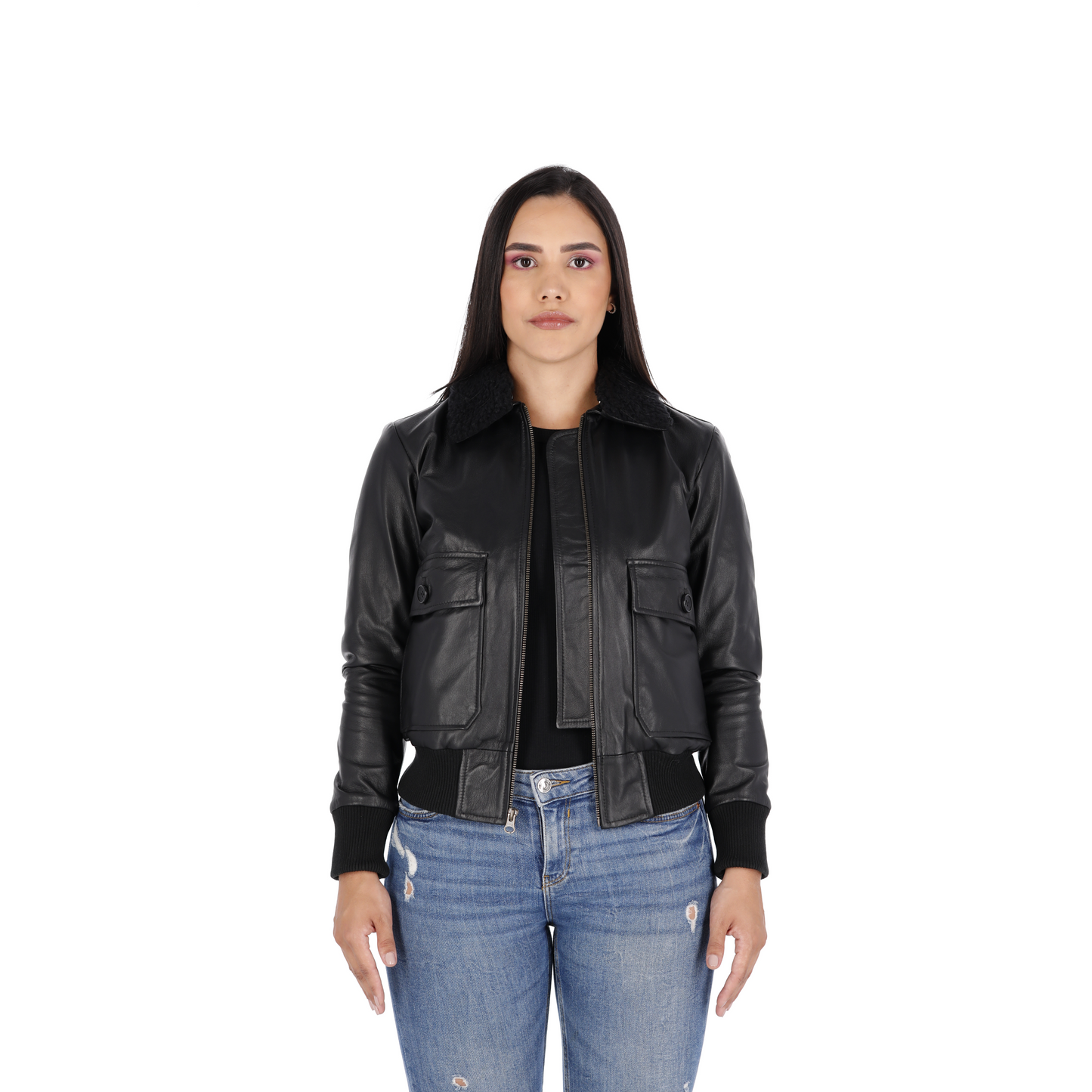 Chaqueta en cuero Negro Shayla