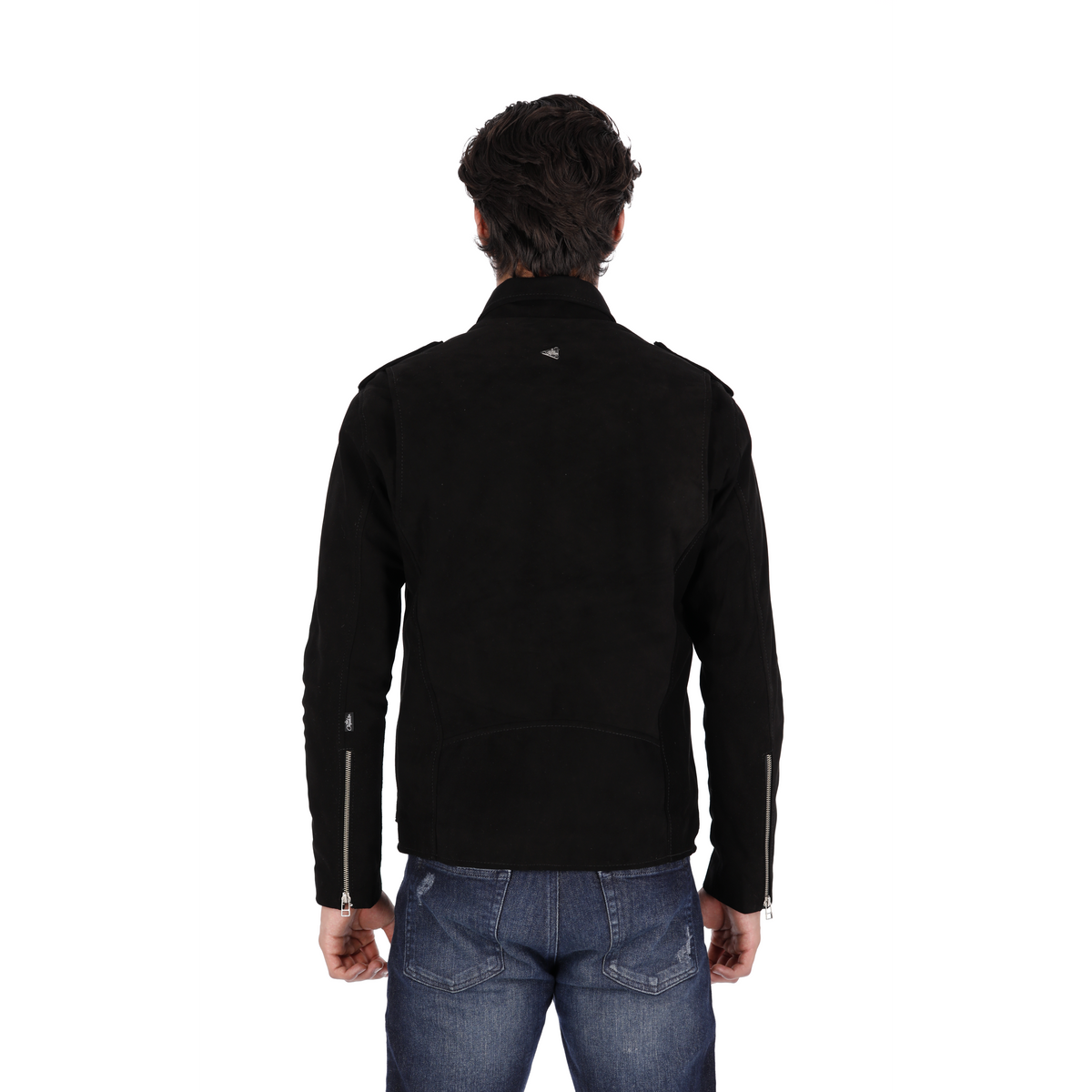 Chaqueta de Cuero Gamuza Becerro Negro Bison Marca La Chaqueteria