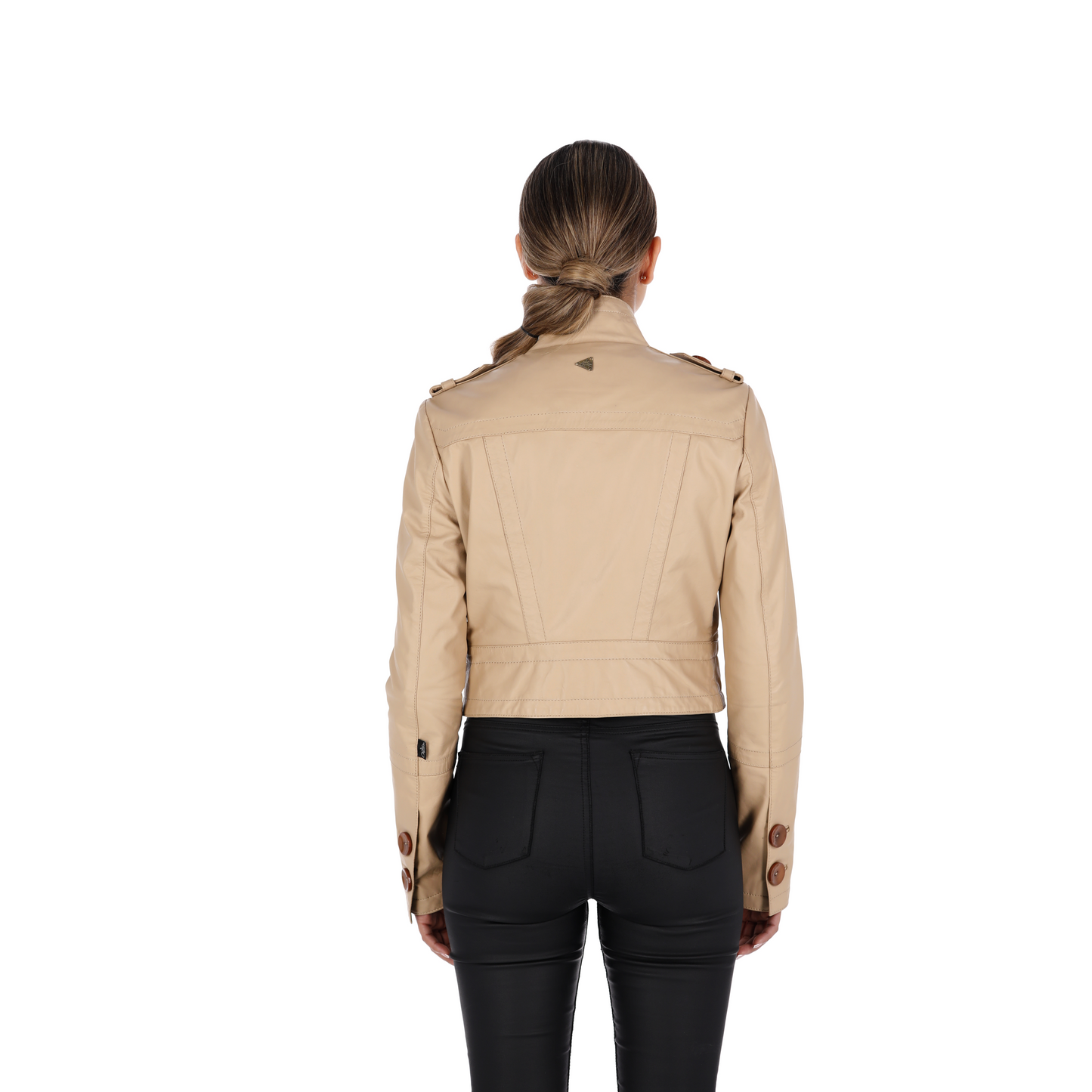 Chaqueta en Cuero Beige Charlotte