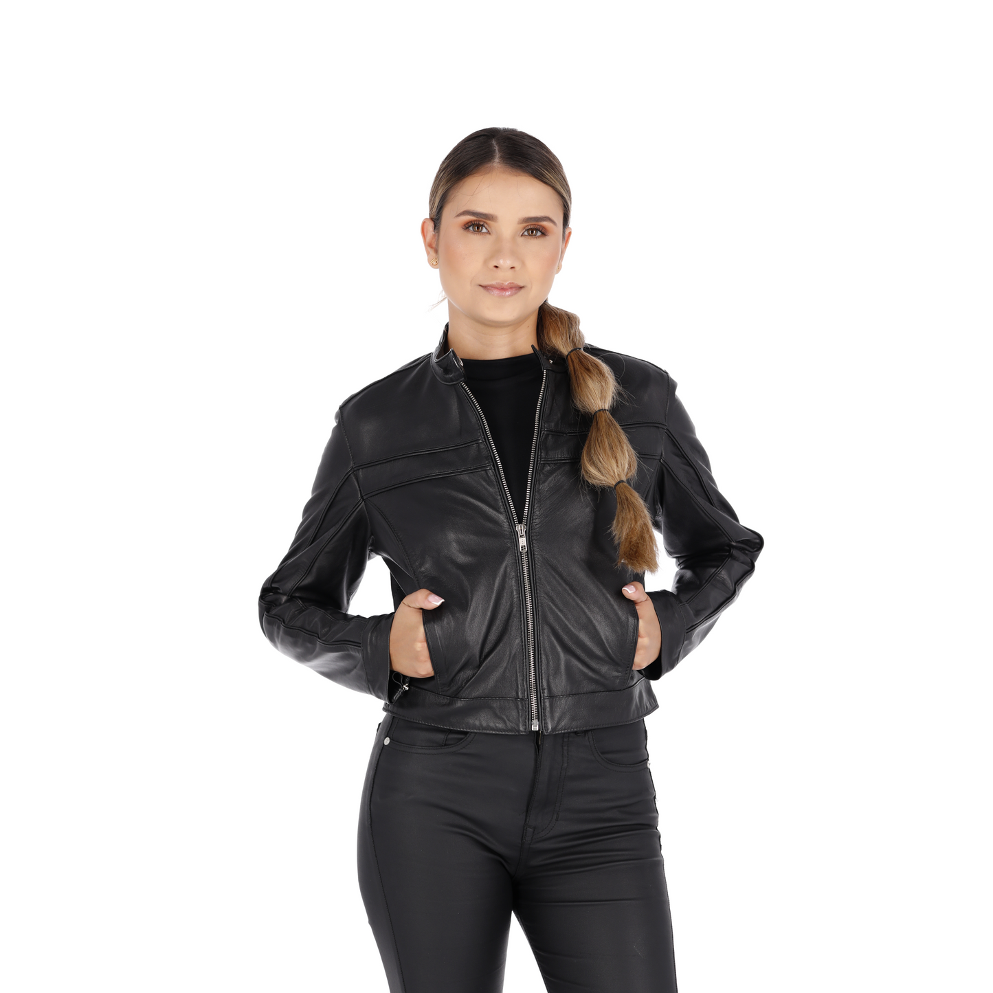 Chaqueta en cuero Negro Nara