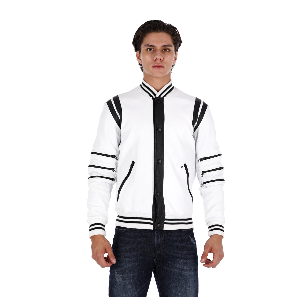 Chaqueta de Cuero Blanco Gamba Marca La Chaqueteria