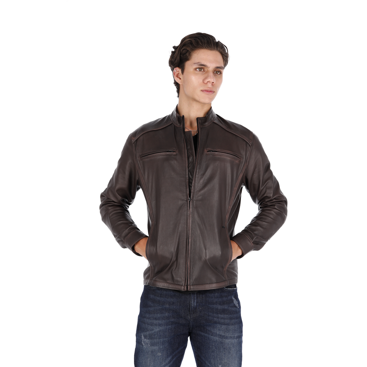 Chaqueta de Cuero Marrón LCHL33 Marca La Chaqueteria