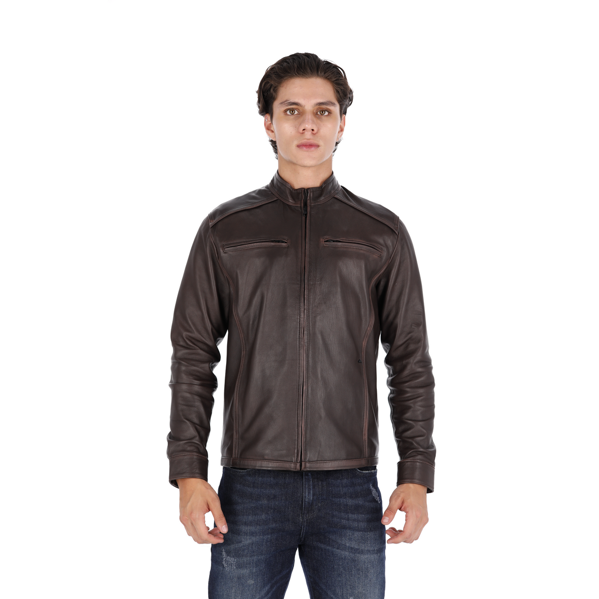 Chaqueta de Cuero Marrón LCHL33 Marca La Chaqueteria