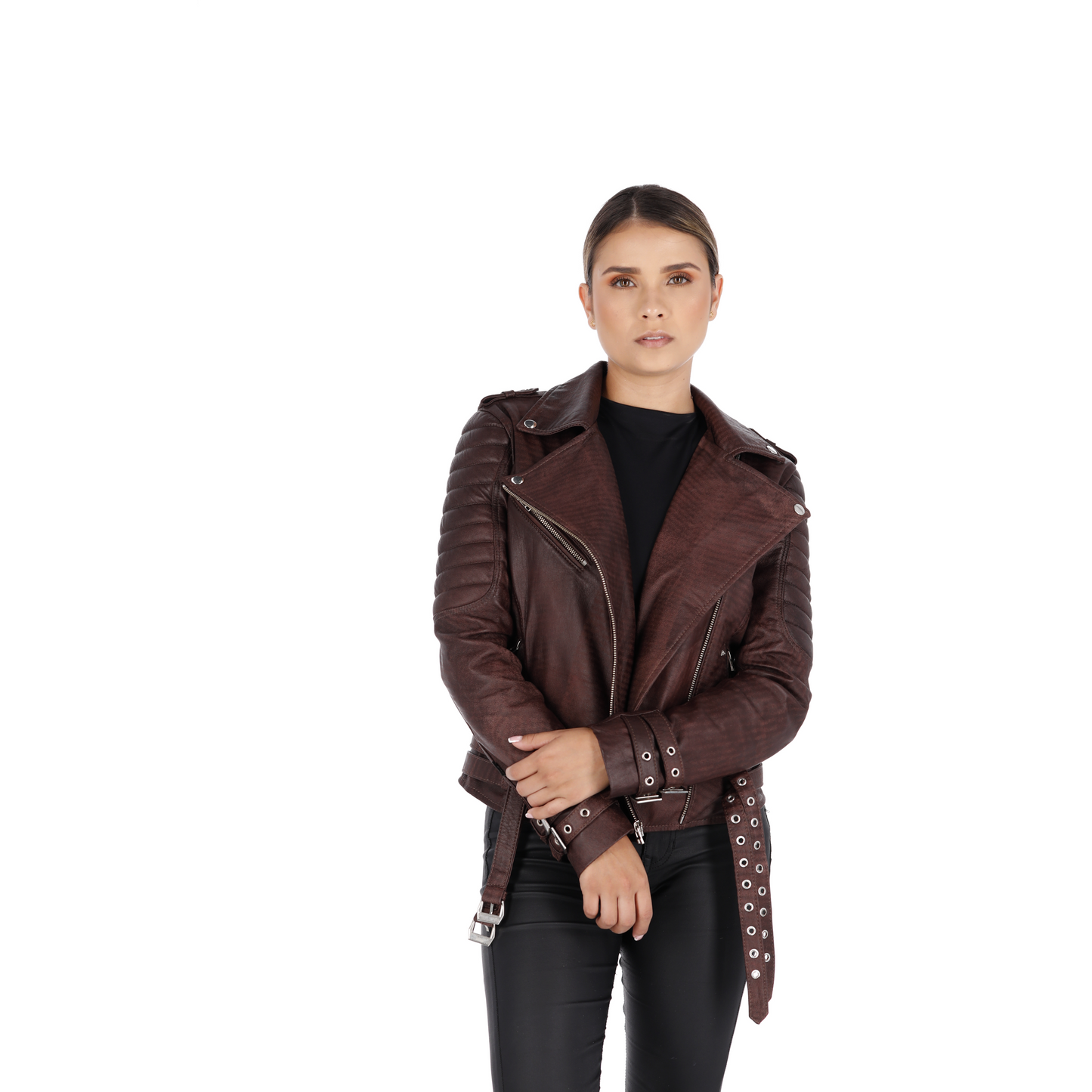 Chaqueta en Cuero Envejecido Base Coñac W16