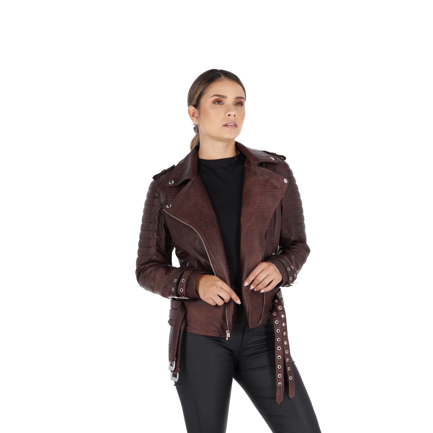 Chaqueta en Cuero Envejecido Base Coñac W16