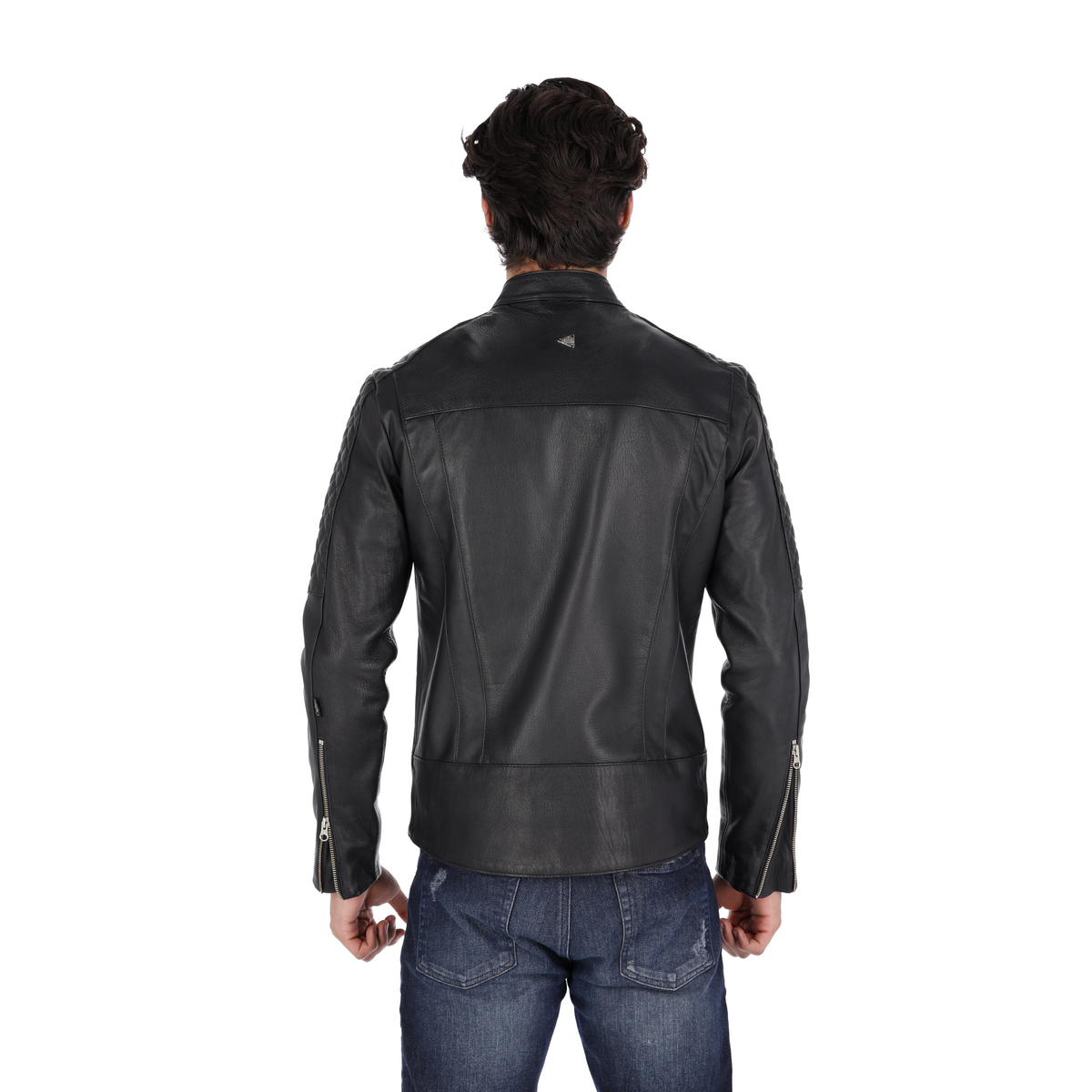 Chaqueta de Cuero Negro Aryan Marca La Chaqueteria