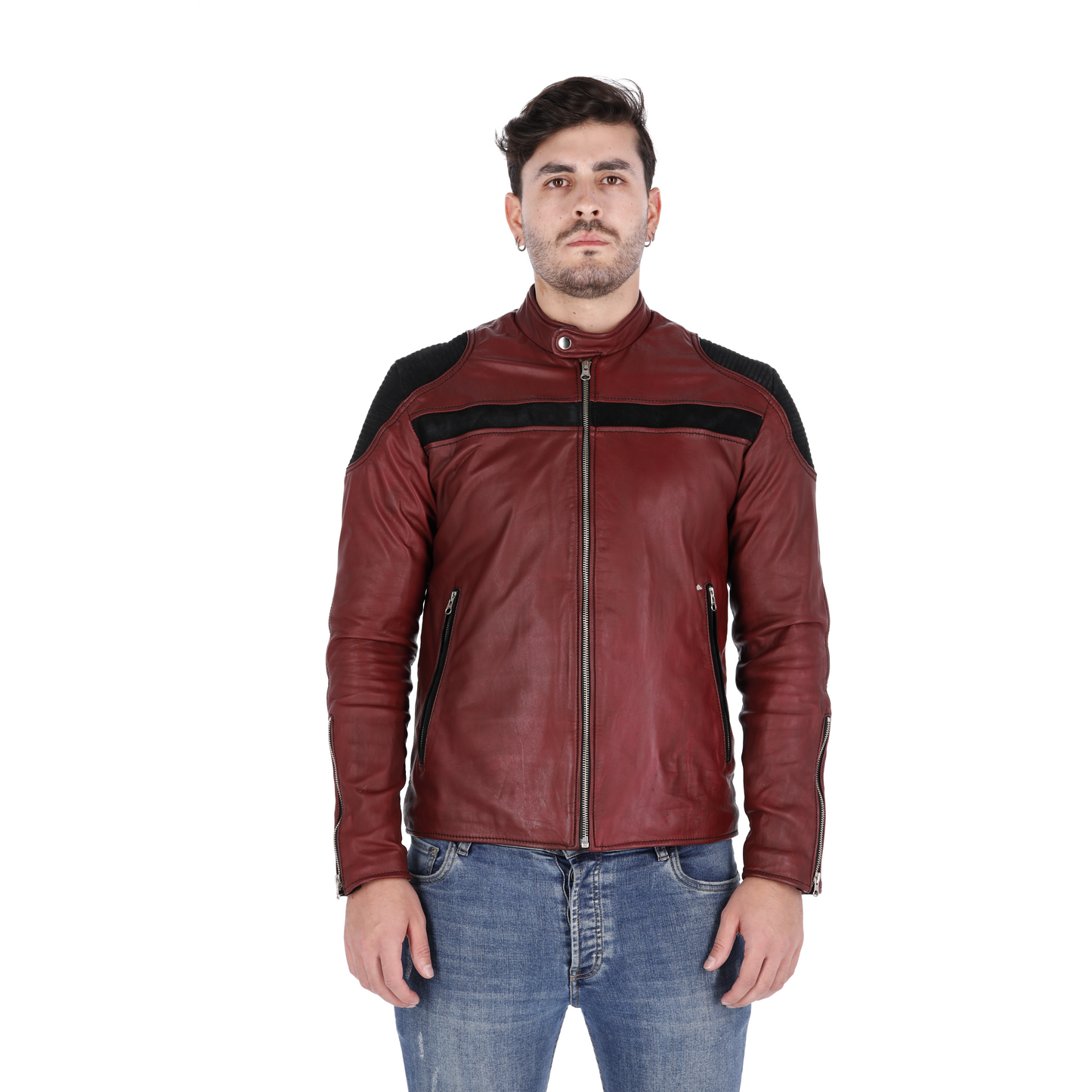 Chaqueta en Cuero Vinotinto LCHL153