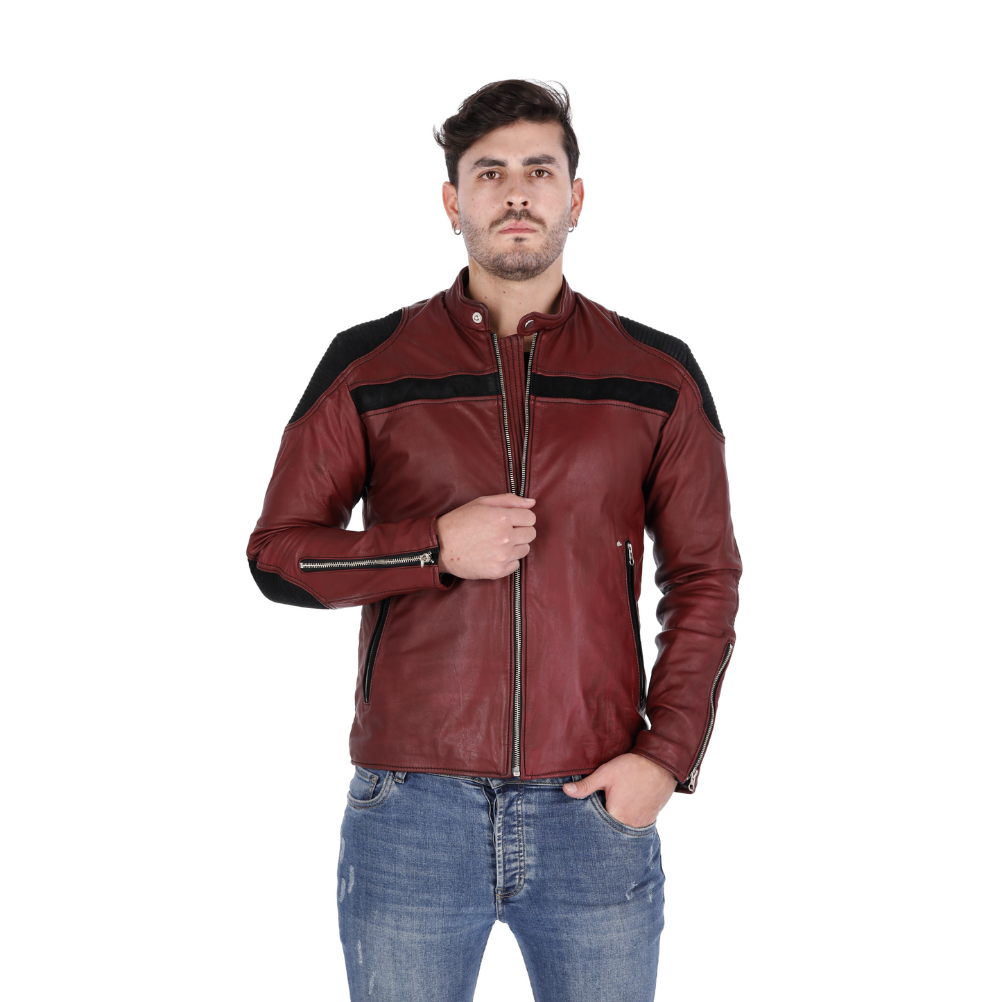 Chaqueta en Cuero Vinotinto LCHL153