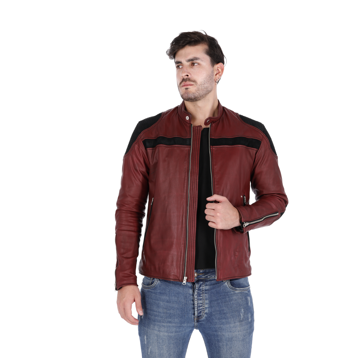 Chaqueta de Cuero Vinotinto LCHL153